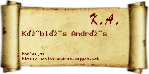 Köblös András névjegykártya